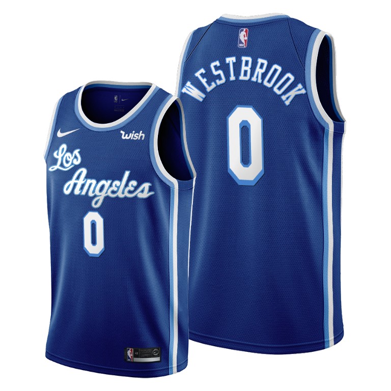 Men's Los Angeles Lakers Russell Westbrook #0 NBA 2021 Trade Classic Edition Blue Basketball Jersey QHC0583CC